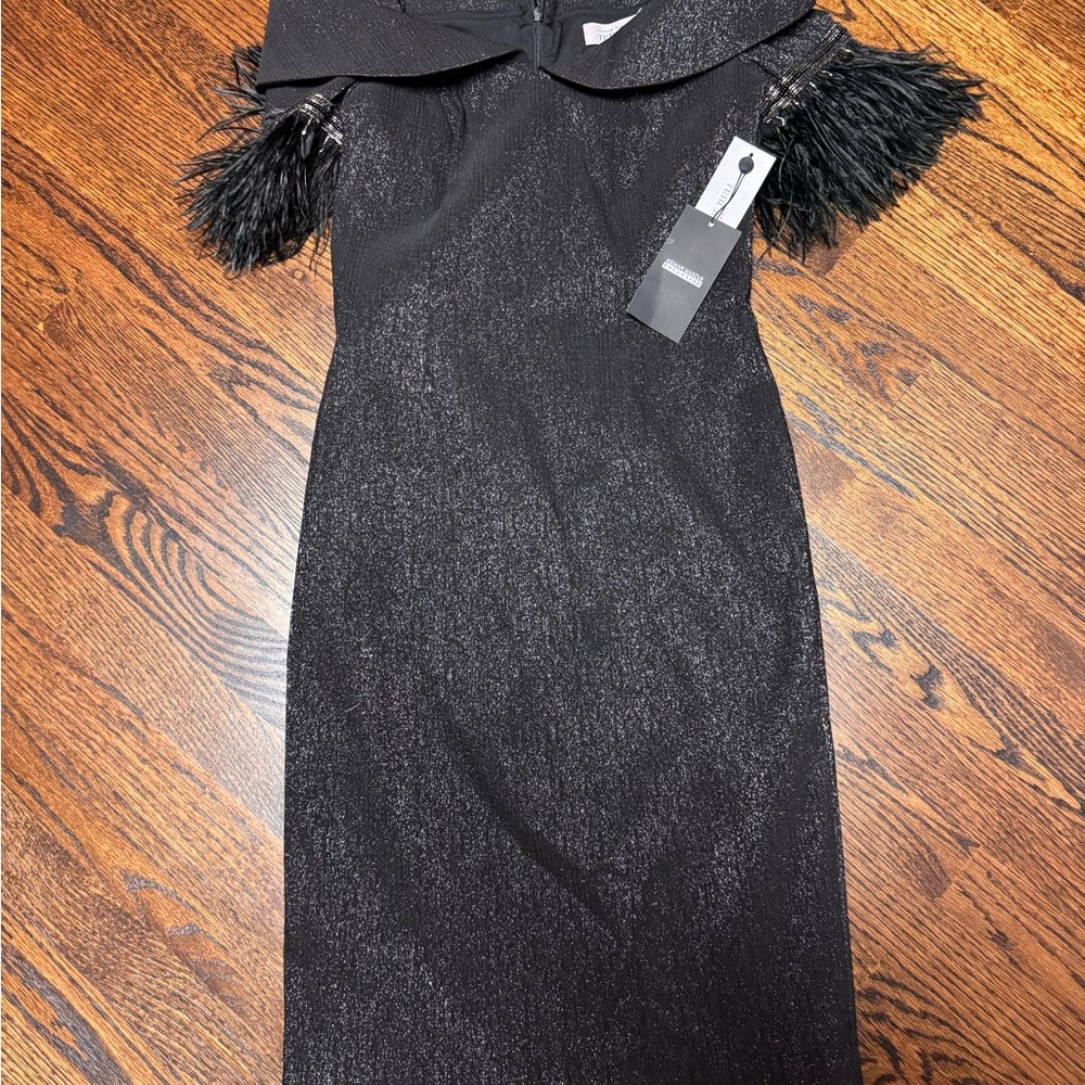 Rickie Freeman for Teri Jon Black Sleeveless Black Midi Dress (size2)